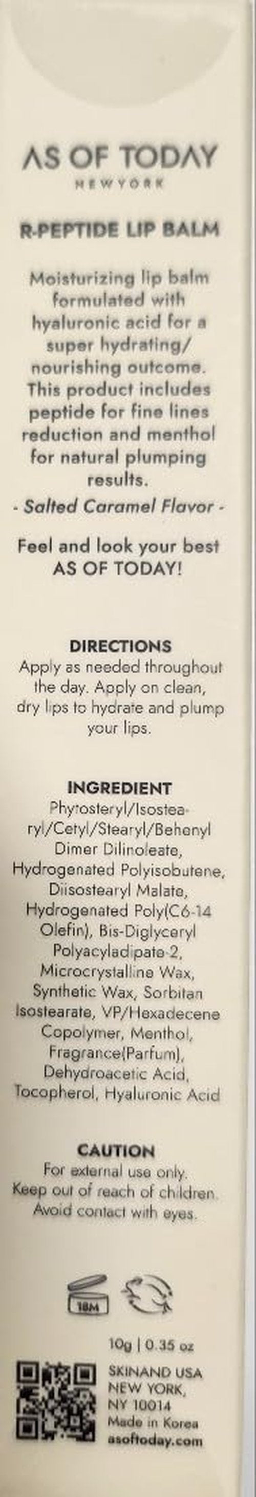 R Peptide Lip Balm - Hyaluronic Acid & Peptide Glossy Treatment | Salted Caramel Hydration | 0.35 oz