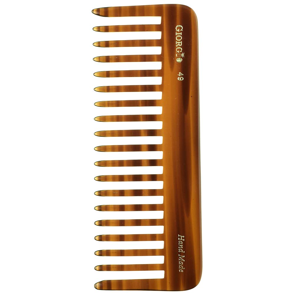 Giorgio G49 Yellow Tokio, Large Hair Detangling Comb, Wide Teeth for Thick Curly Wavy Hair, Detangler Comb For Wet and Dry, Handmade of Quality Cellulose, Saw-Cut, Hand Polished