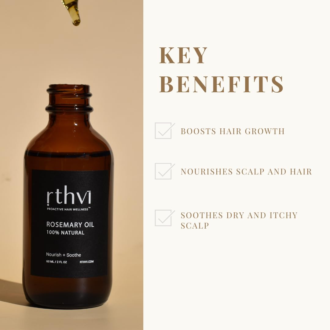 Rthvi Rosemary Oil for Hair Growth - 2 Oz, Hair Strengthening Oil for All Hair (60ml)