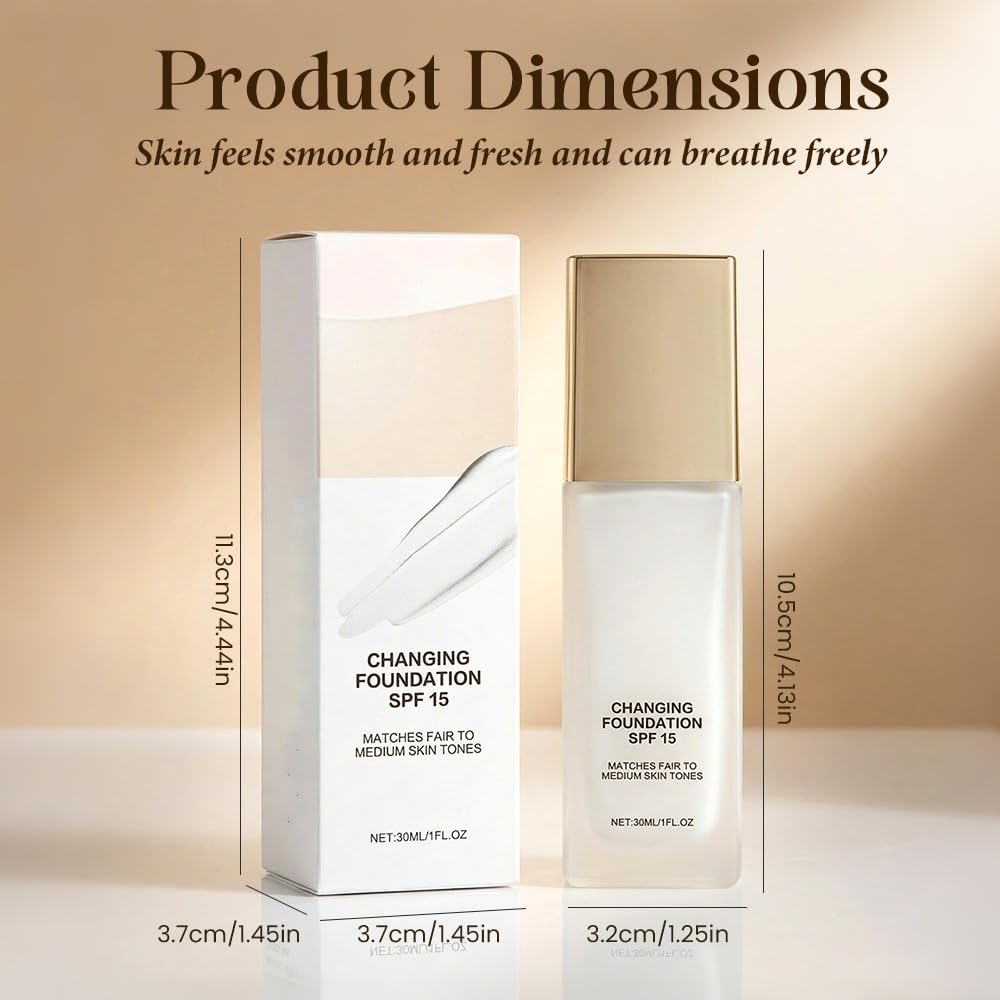 Skiennix Color Changing Foundation - Hydrating & Lightweight Liquid for Mature Skin | Self-Adjusting Tone (1PC)