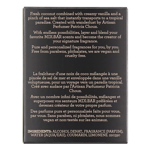 MIX:BAR Coconut Palm Hair + Body Mist, Bedroom Linen Spray - Notes of Coconut Wood, Vanilla, Salty Accord, Incense, Amber, Musk Milk, 5oz