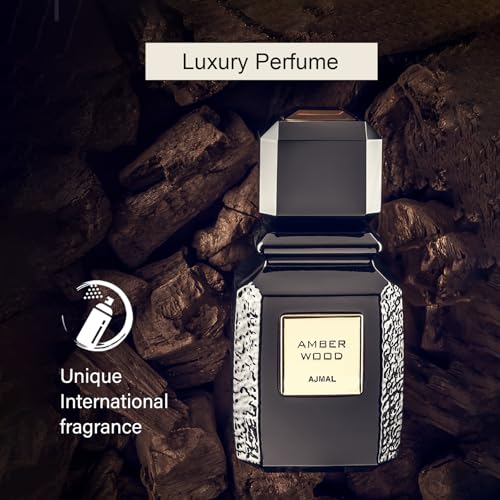 Ajmal Amber Wood Noir Eau de Parfum for Unisex ? Romantic Woody Floral Musk with Citrus & Amber ? Long-Lasting Premium Dubai Fragrance ? 3.4 fl oz (100 ml)