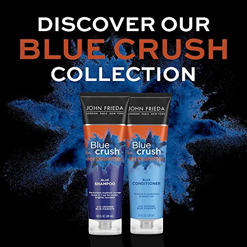 John Frieda Blue Crush Blue Shampoo for Brunettes, Crush Brassy Hair Tones for Brunettes, 8.3 oz (2 Pack)