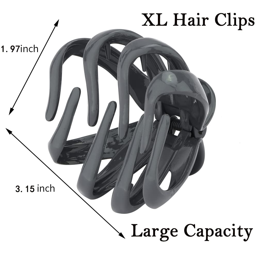 Hair Clips Claw Clips for Thick Hair 5Pcs Large Hair Clips 3.15'' Big Octopus Hair Clip Long Thick Medium Hair Neutral Jumbo Jaw Clips Hair Accessories for Women Girls