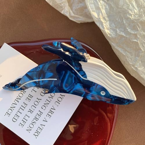 Star Shape Hair Claw Clip - Jelly Blue Large Ponytail Catch for Long Short Curly Straight Hair (Generic Everyday Wear Hair Accessory)