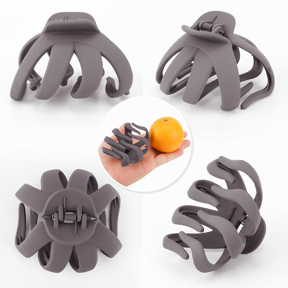 Hair Clips Claw Clips for Thick Hair 5Pcs Large Hair Clips 3.15'' Big Octopus Hair Clip Long Thick Medium Hair Neutral Jumbo Jaw Clips Hair Accessories for Women Girls