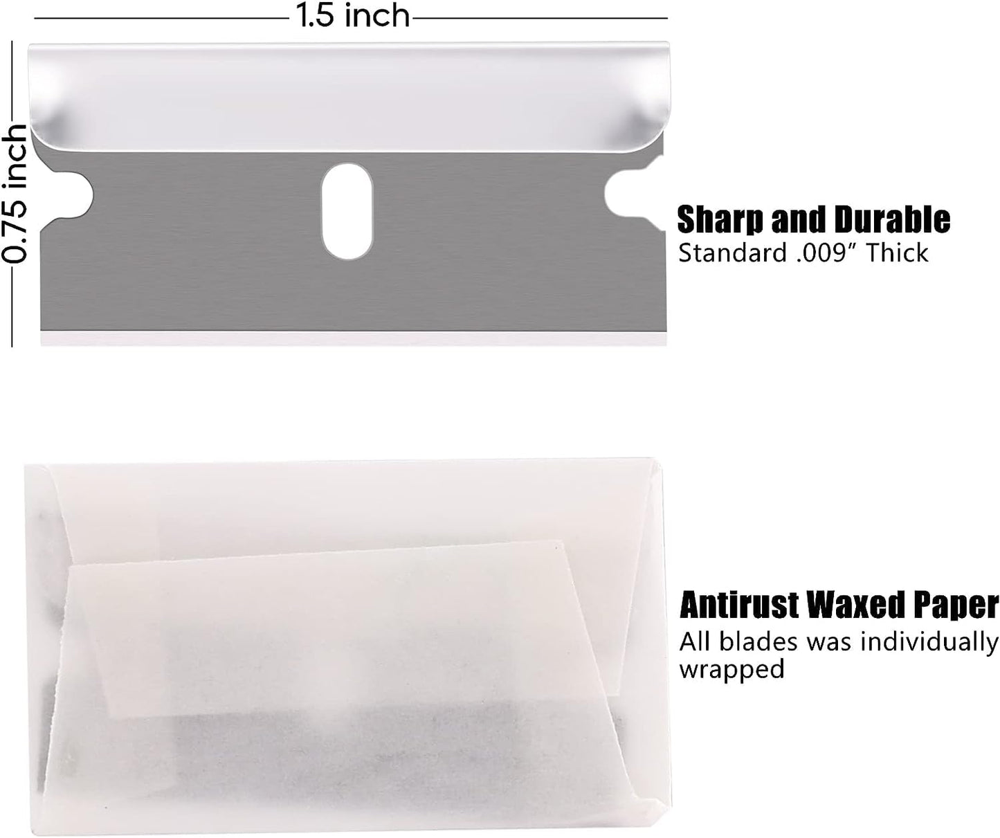 REXBETI 800PCS Single Edge Razor Blades, Industrial Scraper Razor Blades, One Edge Razor Blade, Replacement Box Cutter Blades, Suitable for Removing Labels, Decals, Stickers