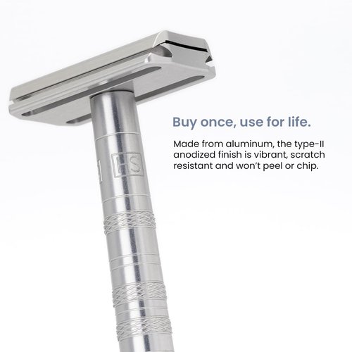 Henson Shaving Razor - Tan Double Edge Safety Razor with 5 Blades | Precision 30° Angle for Men & Women