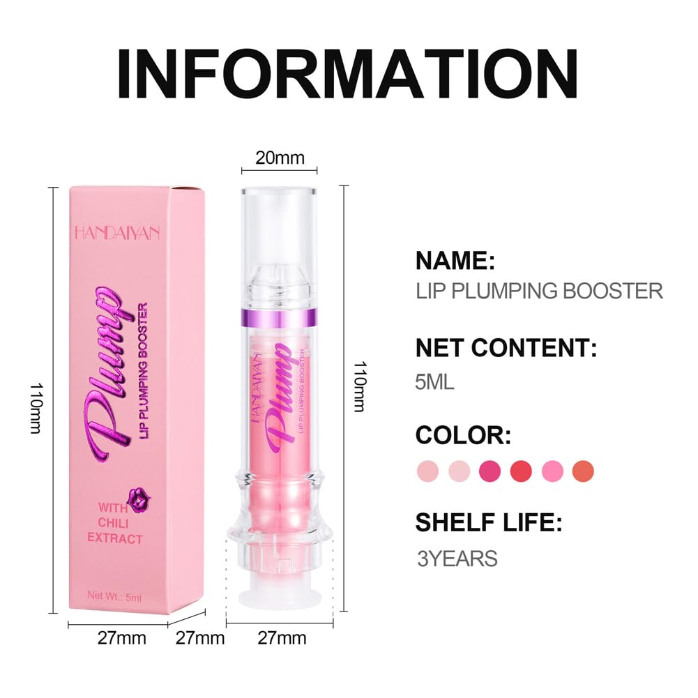 Spicy Lip Plumping Booster,Plumping Lip Oil with Chili Extract,Plump and Pout Lip Plumper for Women Girls,Fuller Lips Instantly,Hydrating,High-Shine (04)