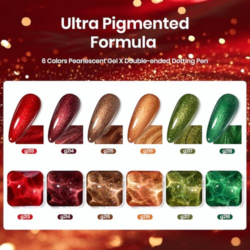 Beetles Glitter Gel Polish, 6 Pcs Pink Silver Platinum Gel Polish Kit Soak off Uv Lamp Shimmer Purple Pink Green Gold Glitter Nail Polish Kit Holiday Spring Gift Design for Party
