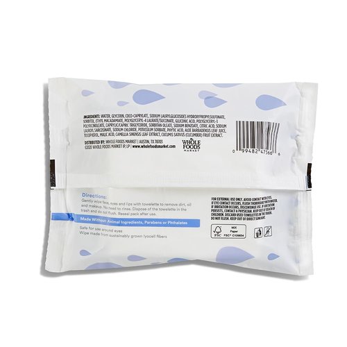 365 by Whole Foods Market, Makeup Remover Cleansing Towelettes, Fragrance Free, 30 Count