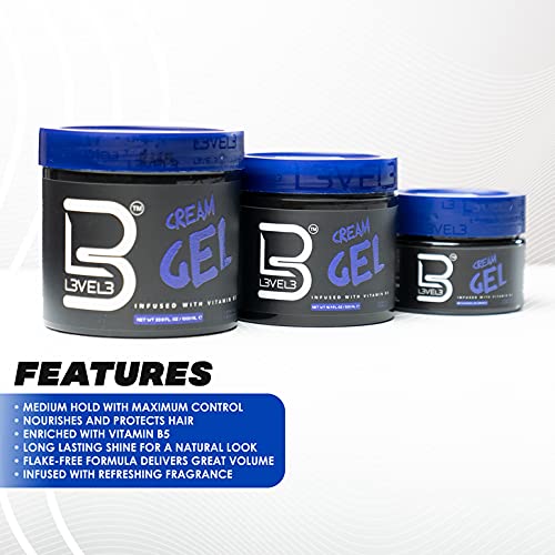 L3 Level 3 Cream Gel - Provides Volume and Medium Hold - With Vitamins to Nourish and Protect Hair Level Three Mens Hair Styling Cream (250 ML, Small)