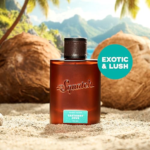 Dr. Squatch Natural Cologne for Men - Bergamot, Lavender, and Vanilla Fragrance Inspired by Coconut Castaway - Sustainably-Sourced Ingredients - Castaway Cove Cologne (1.7 fl oz)