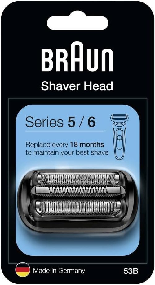 Braun Series 5 Electric Shaver Replacement Head - Compatible with Series 5/6 Shavers, 53B, Black