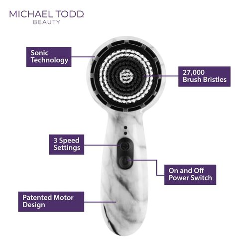 Michael Todd Beauty Soniclear Allure 2024 Best of Beauty Winner Facial Cleansing + Exfoliation Brush System with 3 speeds, Serum Infusion Head + Travel Case