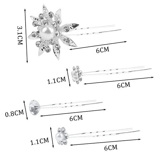 40 Pieces Bridal Hair Pins, Clips and Barrettes with Crystal Pearl Flowers, Women's Proms Hair Jewelry Accessories, Gift Stocking Stuffers for Girls