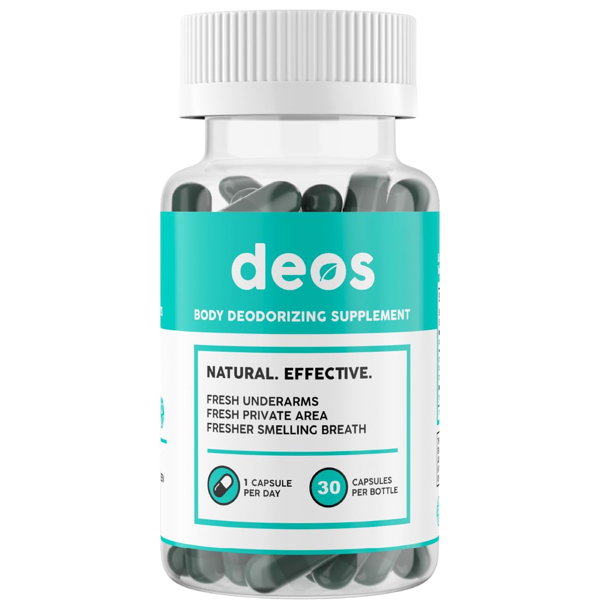 DEOS Internal Deodorant Supplement β Full Body Deodorizer for Gut Health, Skin Health, Detox & Digestion Support β Natural Odor Control Chlorophyll Pills for Head-to-Toe Freshness | 30 Capsules