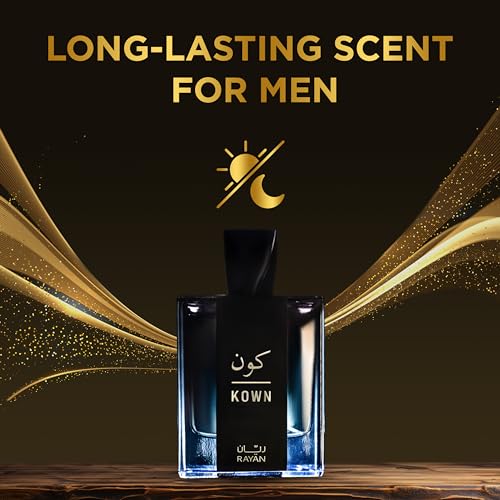 Kown - Modern Woody Oud Perfume for Men, Arabian Eau De Parfum, 100mL (3.34 Fl oz) Perfumes Arabes Para Hombres, Long Lasting Perfume with Bergamot, Lavender, Cardamom, Ideal Gift for Ramadan