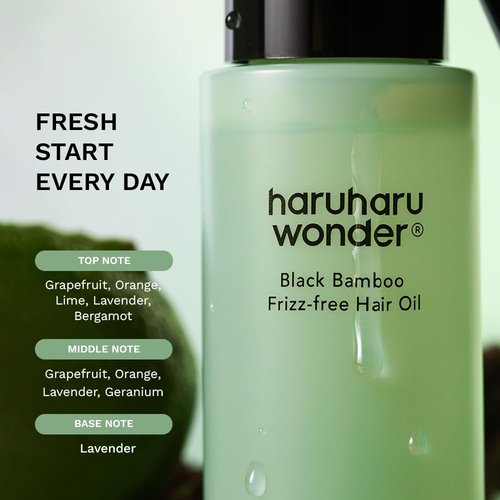 HARUHARU Wonder Black Bamboo Hair Oil - Lightweight Frizz-Free Formula with Argan Oil | 2.70 fl. oz.