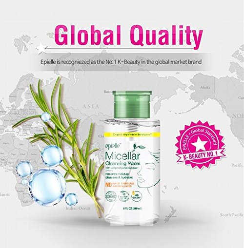Epielle Micellar Cleansing Water - Gentle Makeup Remover for All Skin Types | 8 Fl Oz | Perfect for Spa Days & Gift Sets