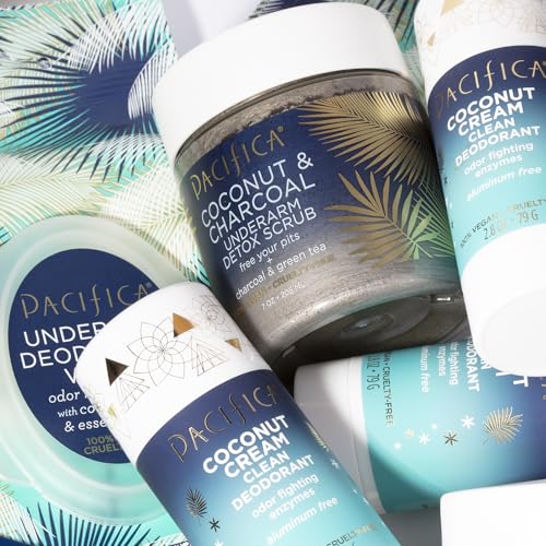 Pacifica Beauty Coconut and Charcoal Underarm Detox Scrub for Natural Deodorant Users, Non Aluminum, Safe for Sensitive Skin, 100% Vegan & Cruelty Free + Clean Beauty, Fresh, 2 Count