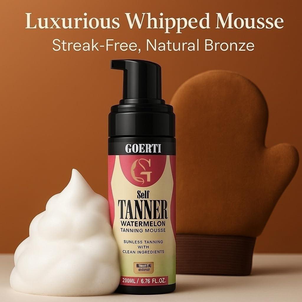 Skiennix Foaming Sunless Tanner | Vegan Self-Tanning Mousse with Quick-Dry Formula & Watermelon Scent - Flawless Medium Tan