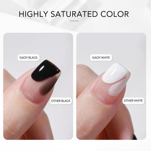 GAOY Gel Nail Polish Kit, Black and White 2 Colors 16ml Soak Off UV Gel Polish Set Highly Saturated for Nail Art DIY Manicure at Home