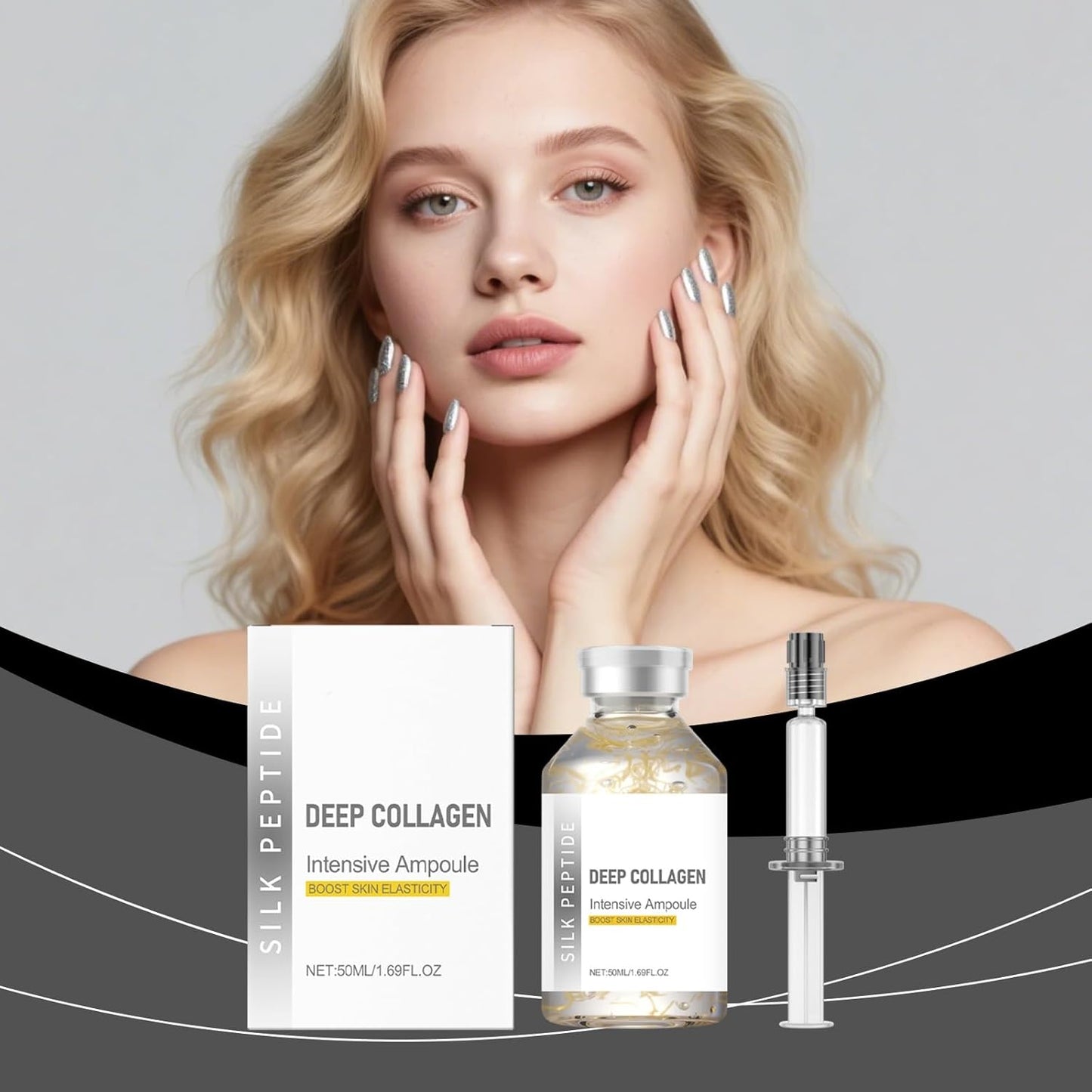 Skiennix Silk Peptide Intensive Lifting Ampoule - Anti-Aging Serum for Face Tightening & Hydration