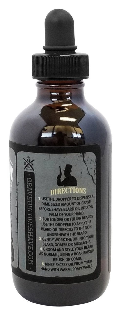 Grave Before Shave Beard Oil - Gentlemen's Blend with Bourbon & Sandalwood Scent | 4 oz Big Bottle