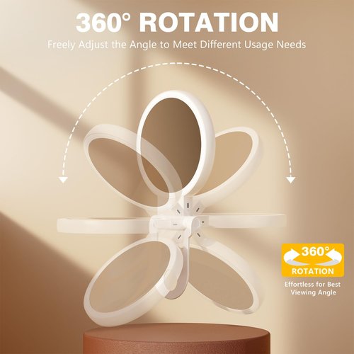 Auxmir 1X/20X Magnifying Mirror with Light, Double Sided Makeup Mirror with Adjustable Folding Handle, 2000mAh Rechargeable Vanity Mirror with Tweezer, Portable Tabletop Mirror for Travel Home