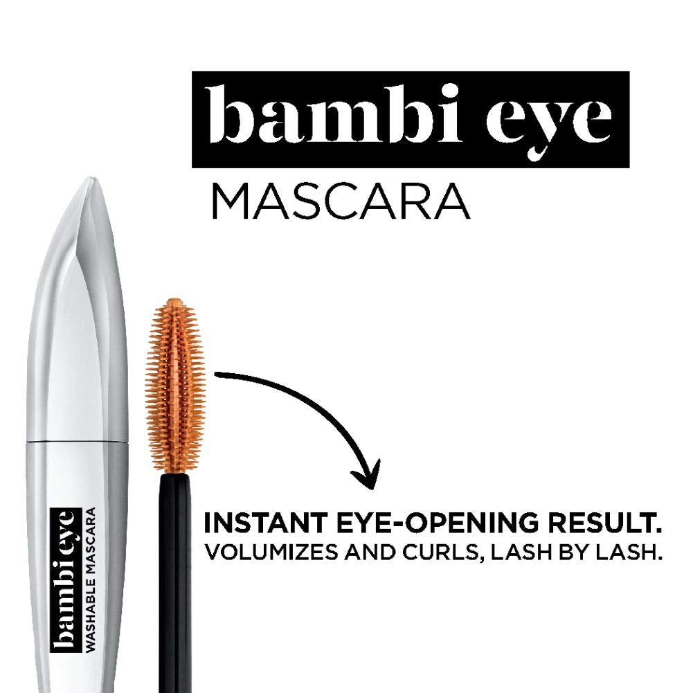 L’Oréal Paris Cosmetics Bambi Eye Washable Mascara, Lasting Volume, Black Brown, 0.28 fl. oz.