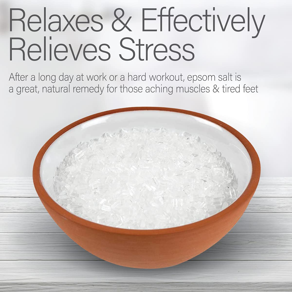 FSA HSA Eligible Kanjo Natural Epsom Salt | 100% Pure Magnesium Sulfate Bath Salt | Natural Epsom Salt Soak for Muscle Pain, Foot Pain Relief | Unscented | 32 oz Bag