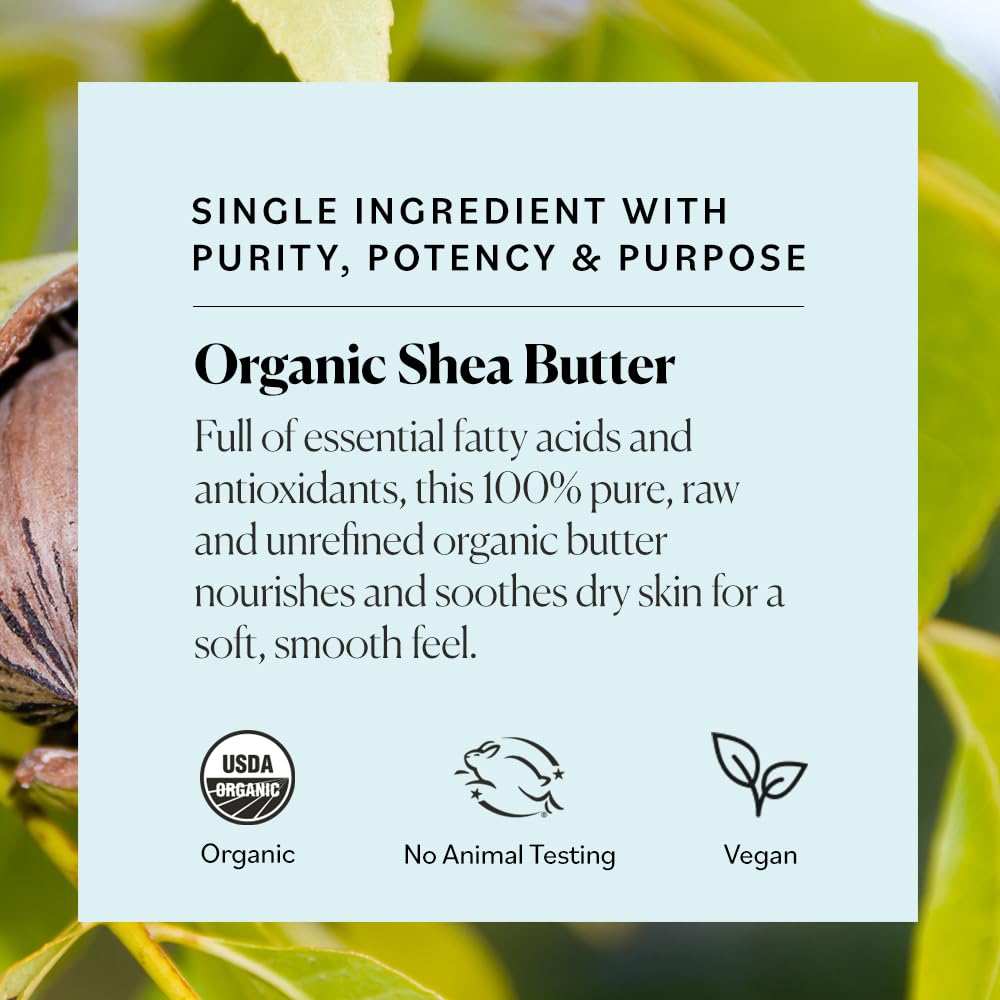 Sky Organics Organic Shea Butter, Replenishing Butter for Body & Face, Soothes, Softens and Boosts Skin's Overall Moisture and Radiance, Suitable for Dry Skin, USDA Certified Organic Skin Care, 8 Oz