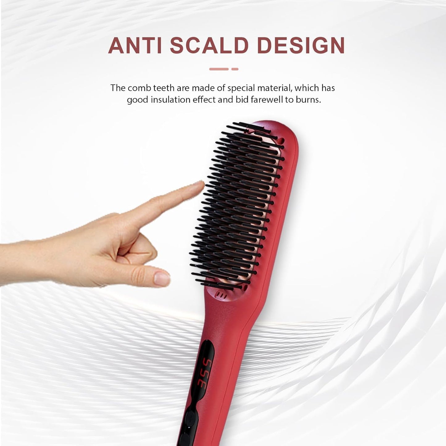 Hair Straightener Brush(Tomato Red)