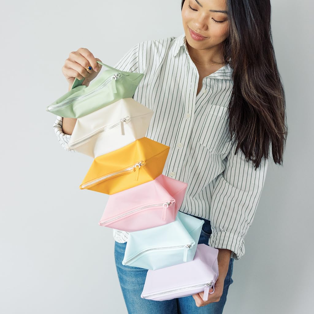 Honeycat Accordion Bag Clutch 6 Compartment Travel Zipper Compact Expandable Cosmetic Accessory Pouch in Pastel Dusk