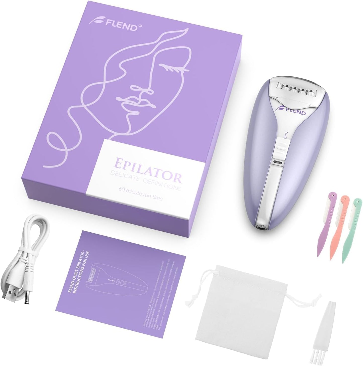 Skiennix Smooth Glide Epilator - Cordless Facial Hair Removal Device with 2 Speeds | Silent Design