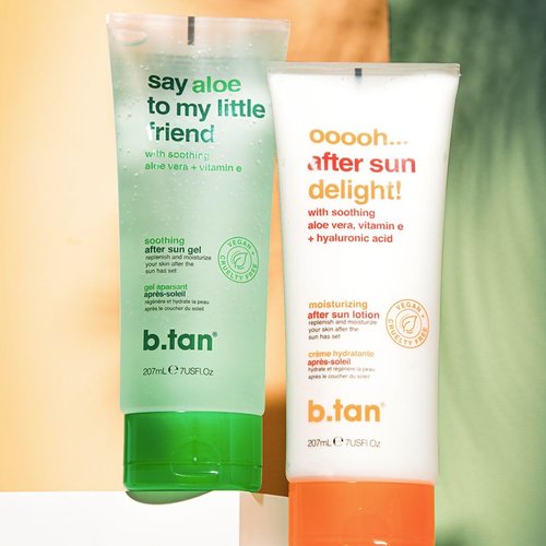 b.tan Aloe Vera Gel Face & Body | Say Aloe To My Little Friend - Hydrating, Soothing After Sun Lotion Aloe Gel, Vitamin E, Pure Sun Burn Skin Relief, Soothing, 7 Fl Oz