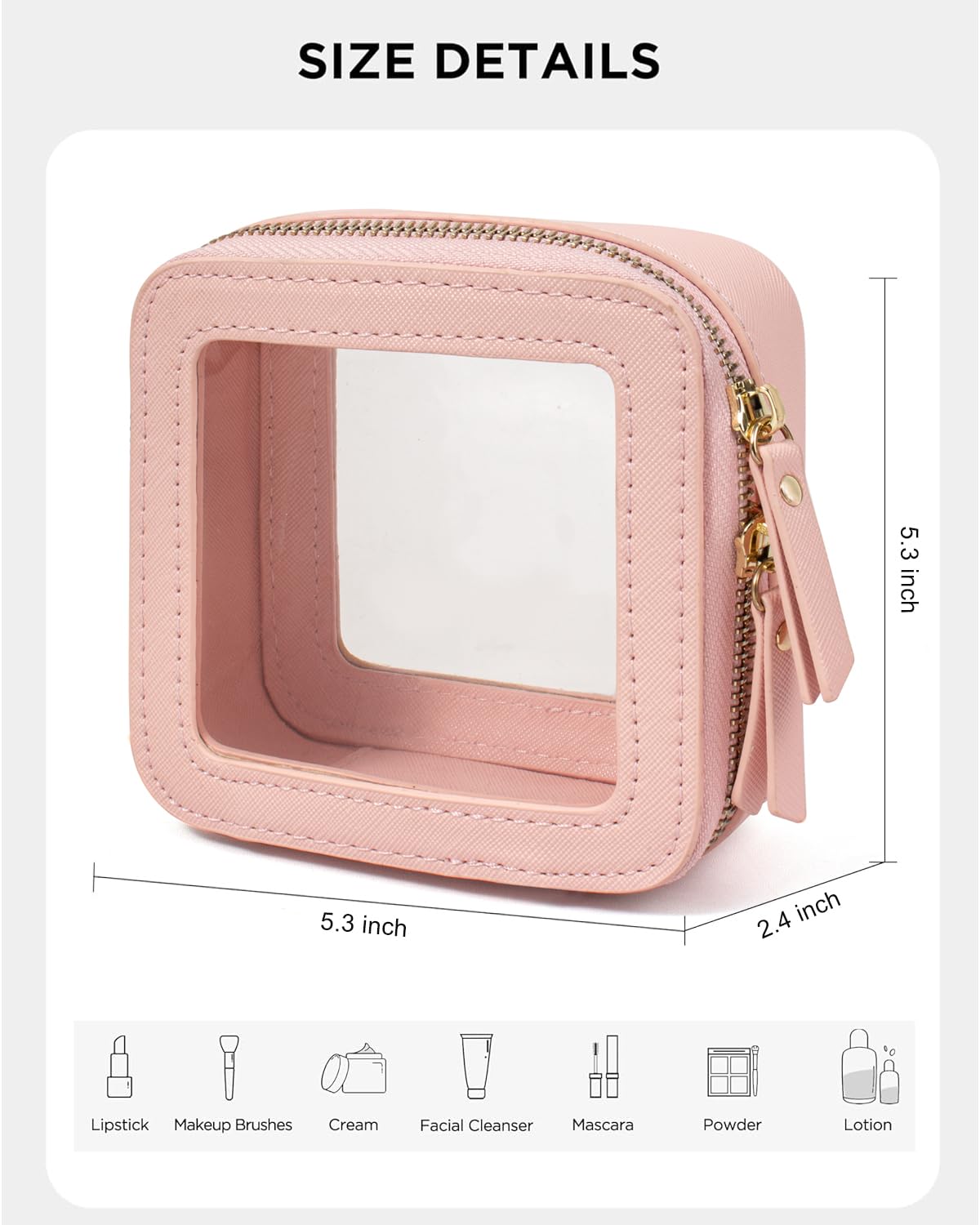 LETGO Small Makeup Bags for Purse, TSA Approved Toiletry Bag with Zipper,Mini Clear Comestic Bag Car Organizer Travel Size Toiletries Travel Essentials Pink Car Accessories For Women (Mini-Pink)