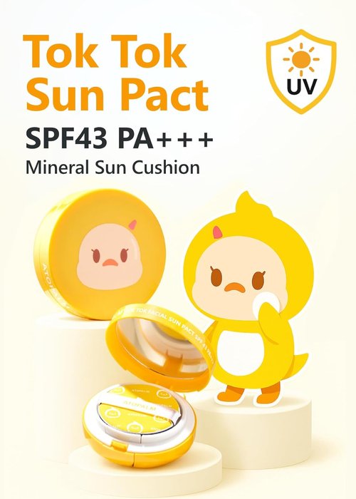 ATOPALM | Tok Tok Facial Sun Pact | Moisturizing SPF43 PA+++ Sunscreen | Ideal for Dry, Sensitive Skin | 15g Compact