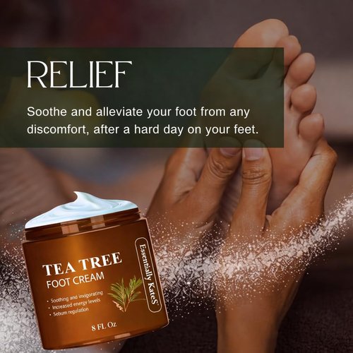 Essentially Kate's Tea Tree Oil Foot Cream - Soothes Itching Skin & Odor | 8 Fl Oz for Healthy Feet