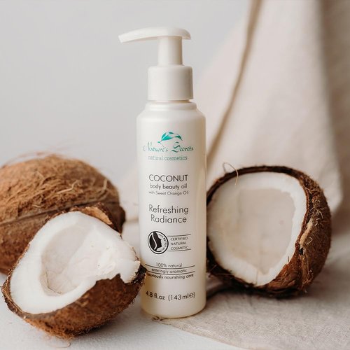 Nature's Secrets Organic Ceylon Coconut Body Oil - Nourishing Orange Oil for Dry Skin | 100% Natural, Non-Greasy