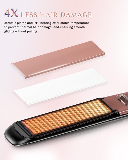 DORISILK 2-in-1 Hair Straightener & Curler - 500Β°F Fast Heating Ceramic Flat Iron | Dual Voltage Travel Friendly
