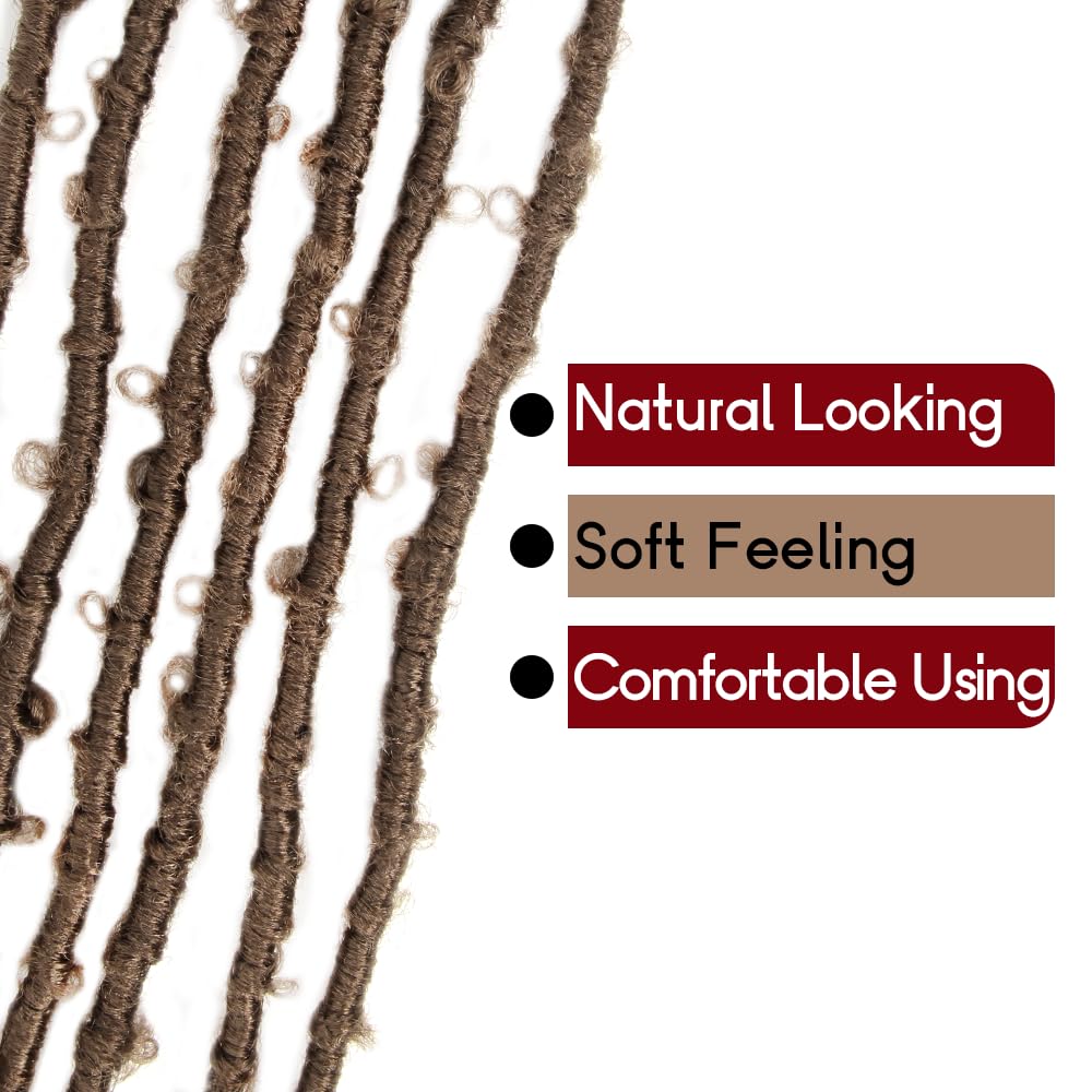 8 Packs Butterfly Locs Crochet Hair 14 Inch Light Weight Butterfly Faux Locs Crochet Hair Distressed Butterfly Locs, 27#