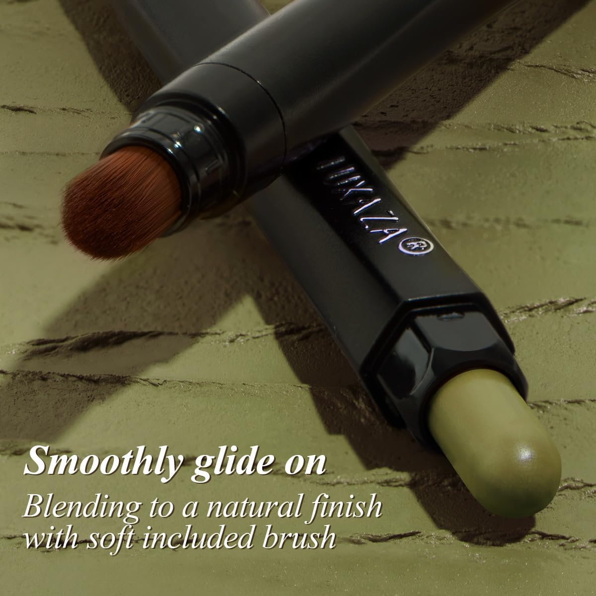 Cream Single Eyeshadow Stick with Blending Brush, Hypoallergenic Eye Shadow Sticks Makeup, Pro Waterproof & Long Lasting Eye Brightener Stick, Eyeshadow Pencil Crayon Shimmer #74