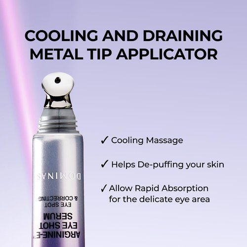 DOMINAS AtClinic Arginine-E Eye Shot Serum - Eye Bag & Puffiness Reducer with Caffeine, Niacinamide, Cooling Guasha Tip, Dark Circles & Firming, Anti-Aging, Korean Skincare, 0.67 fl oz