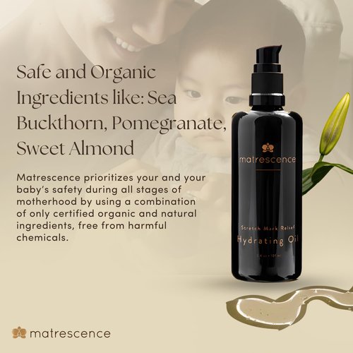 Matrescence Stretch Mark Relief Belly Oil - Hydrating Spa-Quality Maternity Treatment | 3.4oz Non-Greasy Formula for Moms