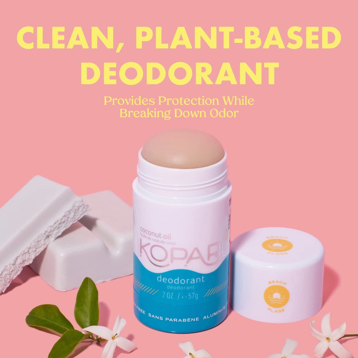 Kopari Aluminum Free Deodorant with Organic Coconut Oil | Beach 2 Pack | Vegan, Gluten Free, Cruelty Free, Non-Toxic, Paraben Free, Odor Protection, Naturally Derived Plant Based Ingredients | 2.0 oz