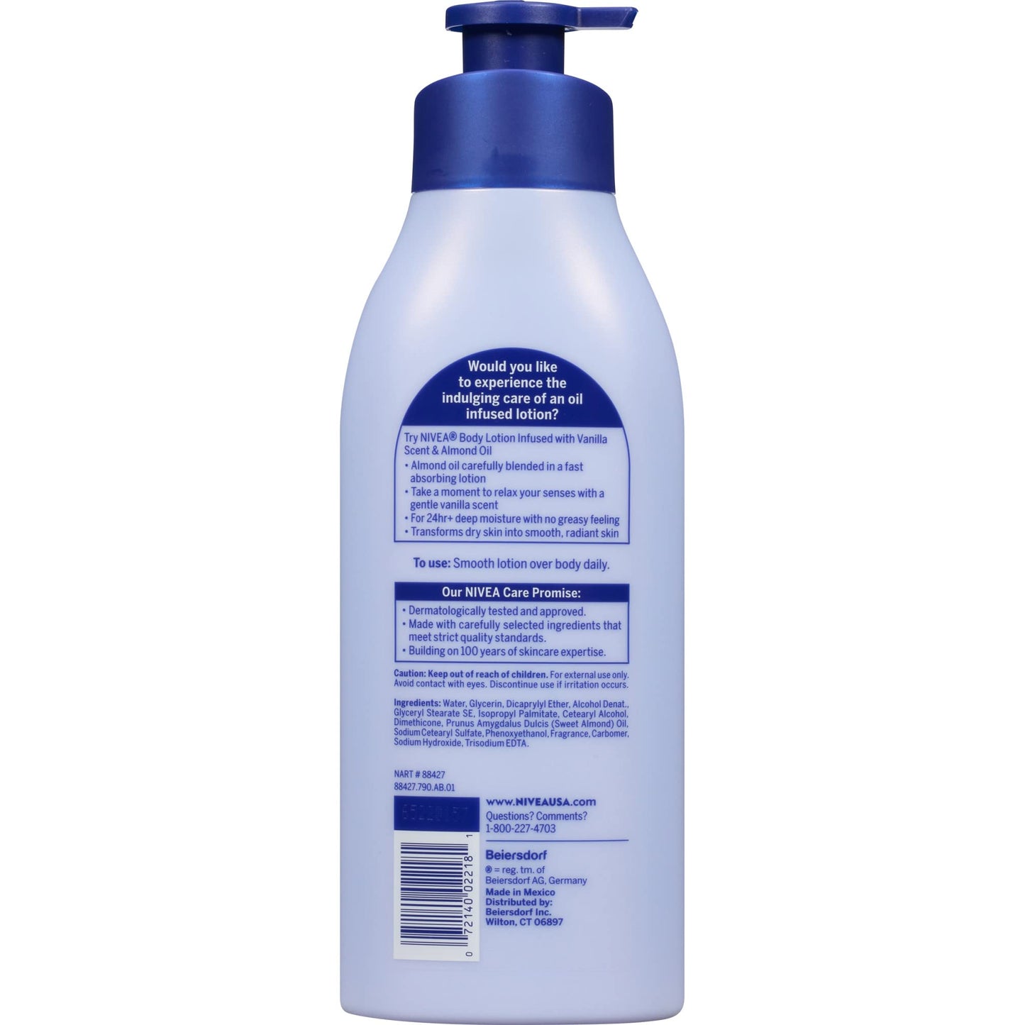 Nivea Lotion Oil-Infused Vanilla/Almond Oil 16.9 Ounce Pump (500ml)