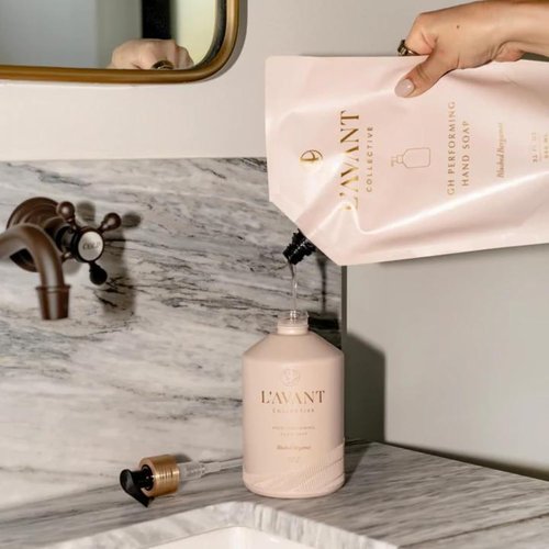 L'AVANT Collective Hand Soap - Luxurious Formula for Soft, Smooth Hands | Blushed Bergamot Scent | 16 Fl Oz Reusable Glass Bottle