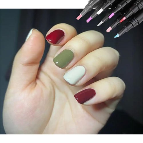 Polish Nail Pens, Nail Polish Pen Set, 6Pcs/Set Nails Pens, One Step Gel Nail Polish 3-In-1 Pen, 36 Color Nail Polish Gel Pen 8 ml (b)